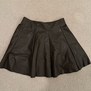 Green leather skirt